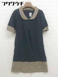 ◇ green label relaxing UNITED ARROWS 半袖 ミニ ワンピース ブラック ベージュ系 レディース