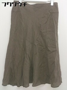 * STUNNING LURE Stunning Lure linen100% knees under height flair skirt Brown lady's 