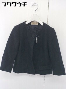 ◇ Spick & Span スピック＆スパン 七分袖 ノーカラー ジャケット ブラック レディース