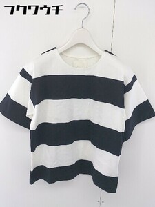 ◇ UNITED ARROWS style for living HOME ワイドボーダー 半袖 Tシャツ オフホワイト ブラック系 レディース