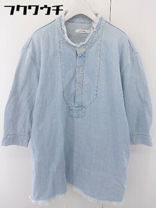 ◇ MOUSSY マウジー カットオフ デニム 七分袖 ミニ ワンピース サイズFREE ライトブルー系 レディース