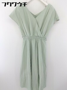 * natural couture V neck no sleeve knees under height flair One-piece size F mint green lady's 