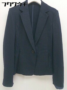 ◇ green label relaxing UNITED ARROWS リネン混 ストレッチ 長袖 テーラード ジャケット サイズ38 ネイビー系 レディース