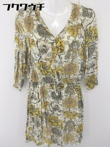 * ROPE' Rope floral print flower V neck long sleeve Mini One-piece size 9 beige yellow multi lady's 