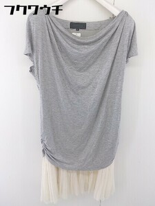* UNTITLED switch Layered French sleeve Mini pleat One-piece size 2 gray beige lady's 