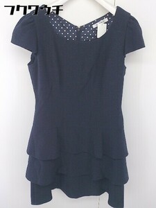 * JAYRO Gyro nak frill short sleeves knees height One-piece size M navy lady's 