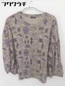 ◇ marble SUD マーブルシュッド 総柄 長袖 Tシャツ カットソー ベージュ パープル系 レディース