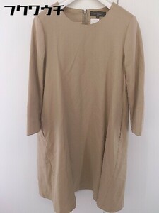 ◇ Demi-Luxe BEAMS デミルクス ビームス バックジップ 長袖 膝丈 ワンピース サイズ38 ベージュ レディース