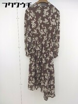 ◇ ●美品● ◎ CECIL McBEE セシルマクビー タグ付 花柄 フラワー 長袖 ロング ワンピース サイズM ブラウン レディース_画像3