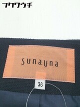 ◇ SunaUna スーナウーナ フリル 長袖 ノーカラー ジャケット サイズ36 ネイビー レディース_画像4