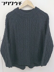 * nano universe Nano Universe cable knitted long sleeve sweater size F dark gray lady's 