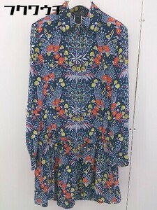 * MARC BY MARC JACOBS total pattern silk 100% long sleeve knees height One-piece size XS navy orange yellow lady's 