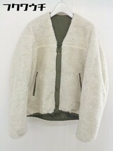 ■ B:MING LIFE STORE by BEAMS リバーシブル 長袖 ボア ブルゾン サイズM カーキグリーン ホワイトベージュ レディース_画像1