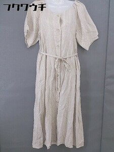 * * N. Natural Beauty Basic waist cord attaching linen. short sleeves long One-piece size M beige group lady's 