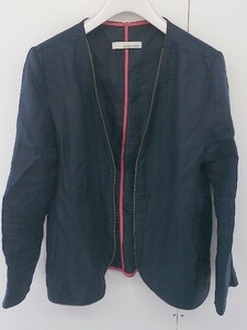 ◇ CAPRICIEUX LE'MAGE カプリシュレマージュ 羽織り リネン100% 長袖 ジャケット サイズ38 ネイビー レディース