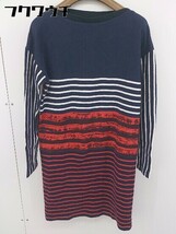 ◇ PETIT BATEAU X CEDRIC CHARLIER ストライプ 切替 ニット 長袖 ミニ ワンピース サイズXS ネイビー マルチ レディース_画像2