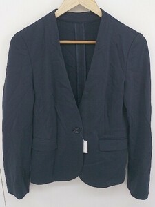 ◇ green label relaxing UNITED ARROWS リネン混 1B 長袖 テーラードジャケット サイズ40 ネイビー レディース