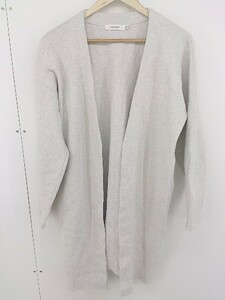 * MOUSSY Moussy cotton knitted sweater long sleeve long cardigan size F light gray lady's 