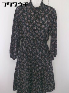 * continuer de NICE CLAUP floral print flower long sleeve long One-piece size F black multi lady's 