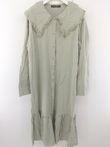 ◇ w closet ダブルクローゼット 長袖 ロング ワンピース サイズF グリーン系 レディース