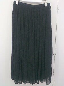 ◇ nano universe ウエストゴム ドット 水玉 ロング プリーツ シフォン スカート サイズ 38 ブラック ホワイト レディース