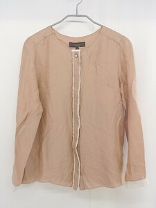 ◇ Demi-Luxe BEAMS デミルクス ビームス 長袖 ノーカラー シャツ サイズ 36 ベージュ系 レディース