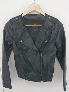 ◇ w closet ダブルクローゼット 合成皮革 長袖 ライダース ジャケット サイズF ブラック レディース