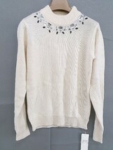 ◇ ◎ ●美品● Avan Lily アヴァンリリィ 装飾ビジュー ハイネック 長袖 ニット セーター サイズ F アイボリー レディース_画像1