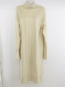 * ABAHOUSE ecru Abahouse ecru ta-toru neck knitted long sleeve knees under height One-piece size F beige lady's 