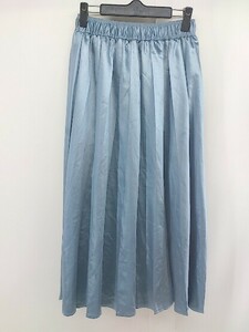 * JEANASIS Jeanasis waist rubber satin long pleated skirt size F blue group lady's 