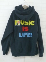 ◇ FREAK'S STORE フリークスストア × MTV 裏起毛 長袖 プルオーバー パーカー サイズM ネイビー レディース_画像3