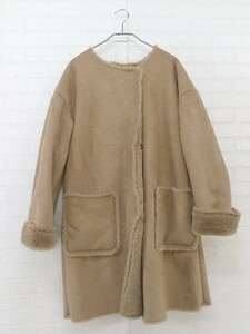 * one after another NICE CLAUP Nice Claup mouton manner reverse side boa long sleeve coat size F beige lady's 