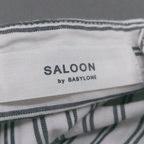 ◇ ◎ SALOON BY BABYLONE バビロン ストライプ 七分袖 膝下丈 ワンピース サイズ38 ホワイト ブラック レディースの画像4