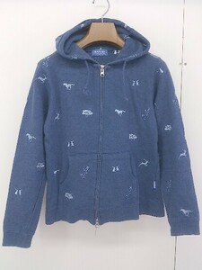 ◇ BEAMS BOY ビームス ボーイ 総柄 ジップアップ 長袖 パーカー サイズ BOY ネイビー ライトブルー レディース