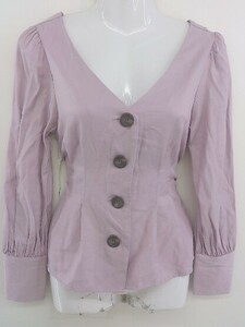 * rienda rienda waist ribbon long sleeve blouse cut and sewn size F Pink Lady -s