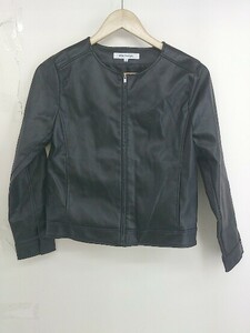 ◇ NATURAL BEAUTY BASIC ジップアップ フェイクレザー 長袖 ジャケット サイズS ブラック レディース