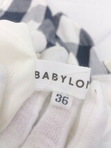 ◇ ◎ BABYLONE バビロン チェック ロング フレア スカート サイズ36 ホワイト ネイビー系 レディース_画像4