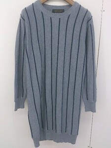 ◇ closet story UNITED ARROWS ストライプ 長袖 ミニ ニットワンピース グレー ネイビー レディース