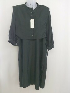 ◇ ◎ chocol raffine robe タグ付 レイヤード 七分袖 ロング シャツ ワンピース サイズF グリーン レディース
