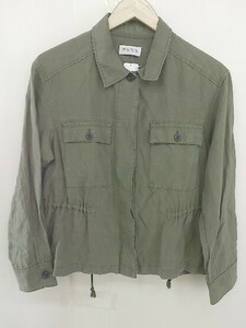 ◇ PLST プラステ リネン混 長袖 ジャケット サイズS カーキグリーン レディース