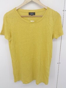 ◇ A.P.C. アーペーセー リネン100% 半袖 Tシャツ カットソー サイズXS イエロー レディース