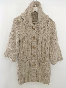 * SHIPS Ships wool knitted 7 minute sleeve cardigan beige lady's 