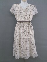 ◇ ◎ PROPORTION BODY DRESSING 総柄 カシュクール 半袖 膝丈 ワンピース サイズ２S ベージュ ブラック レディース_画像3