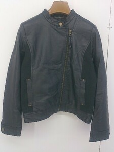 ◇ Sonny Label URBAN RESEARCH フェイクレザー リブ 切替 ライダース ジャケット サイズ36 ブラック レディース