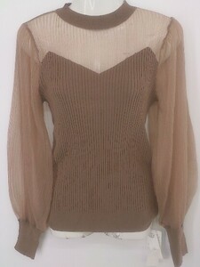 * * LAGUNAMOON tag attaching sia- volume sleeve long sleeve blouse cut and sewn size F brown group lady's P