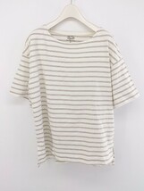 ◇ Fruit of the Loom × GLOBAL WORK ボーダー 半袖 Tシャツ カットソー サイズL ホワイト ベージュ系 レディース P_画像1