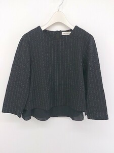 ◇ green label relaxing UNITED ARROWS ピンストライプ 長袖 ブラウス カットソー グレー レディース P