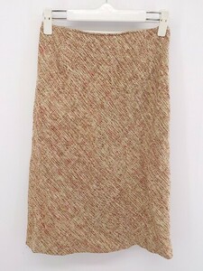 * CERCHIO cell chio silk 100% Mix knees height tight skirt size S beige group multi lady's P