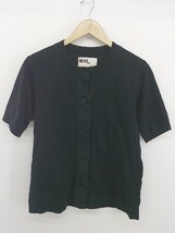 ◇ MARGARET HOWELL フロントボタン コットン100% 半袖 Tシャツ カットソー サイズ2 ブラック レディース P_画像2
