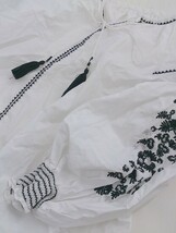 ◇ BABYLONE バビロン Vネック 刺繍 コットン100% 七分袖 シャツ ブラウス サイズ38 ホワイト ブラック レディース P_画像7